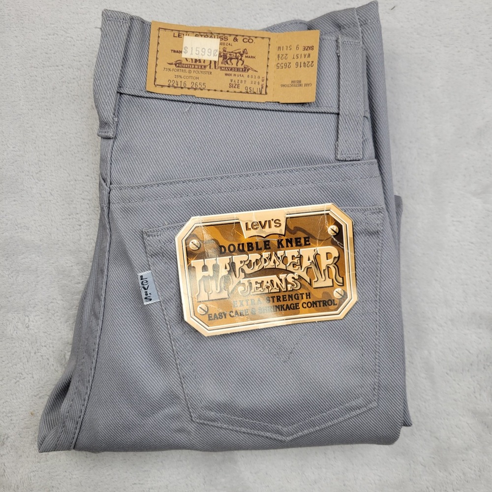 Levis HardWear Jeans Mens 22x28 Gray Double Knee Workwear Pants Made USA 90s